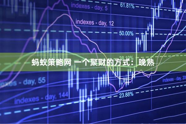 蚂蚁策略网 一个聚财的方式：晚熟